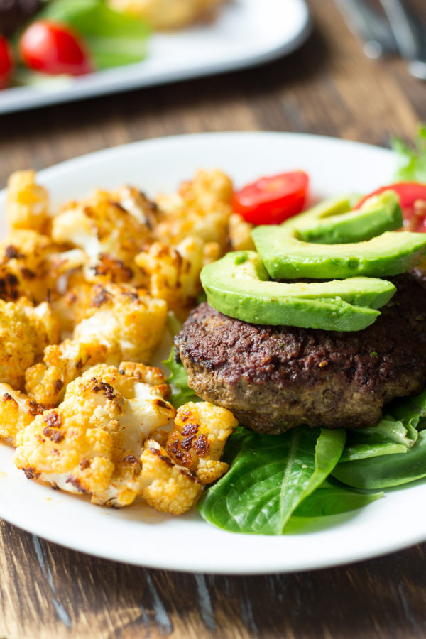 Bison Burger, Roasted Cauliflower Bison Hamburger Recipe, Roasted Cauliflower