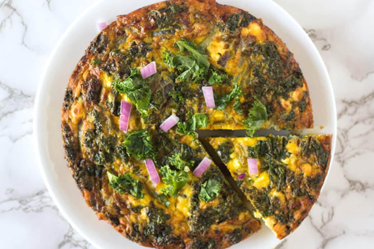 Kale Caramelized Onion Frittata W Feta Low Carb Frittata