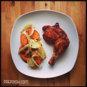 Smoky Paprika Roasted Chicken w/ Trio of Roasted Carrots, Parsnips & Fennel