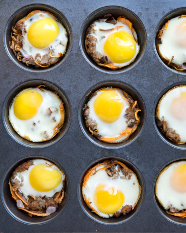 Sweet Potato Nests, Baked Eggs, Muffin Tin