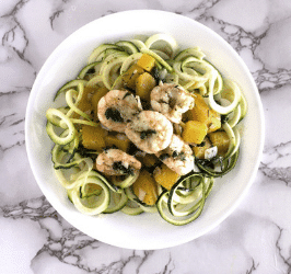 Shrimp with Mushrooms Over Noodles