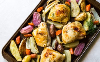 Lemony Sheet Pan Chicken Thighs w/ Roasted Vegetables (Paleo, Gluten-Free)