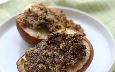 Cherry Pecan Baked Pears