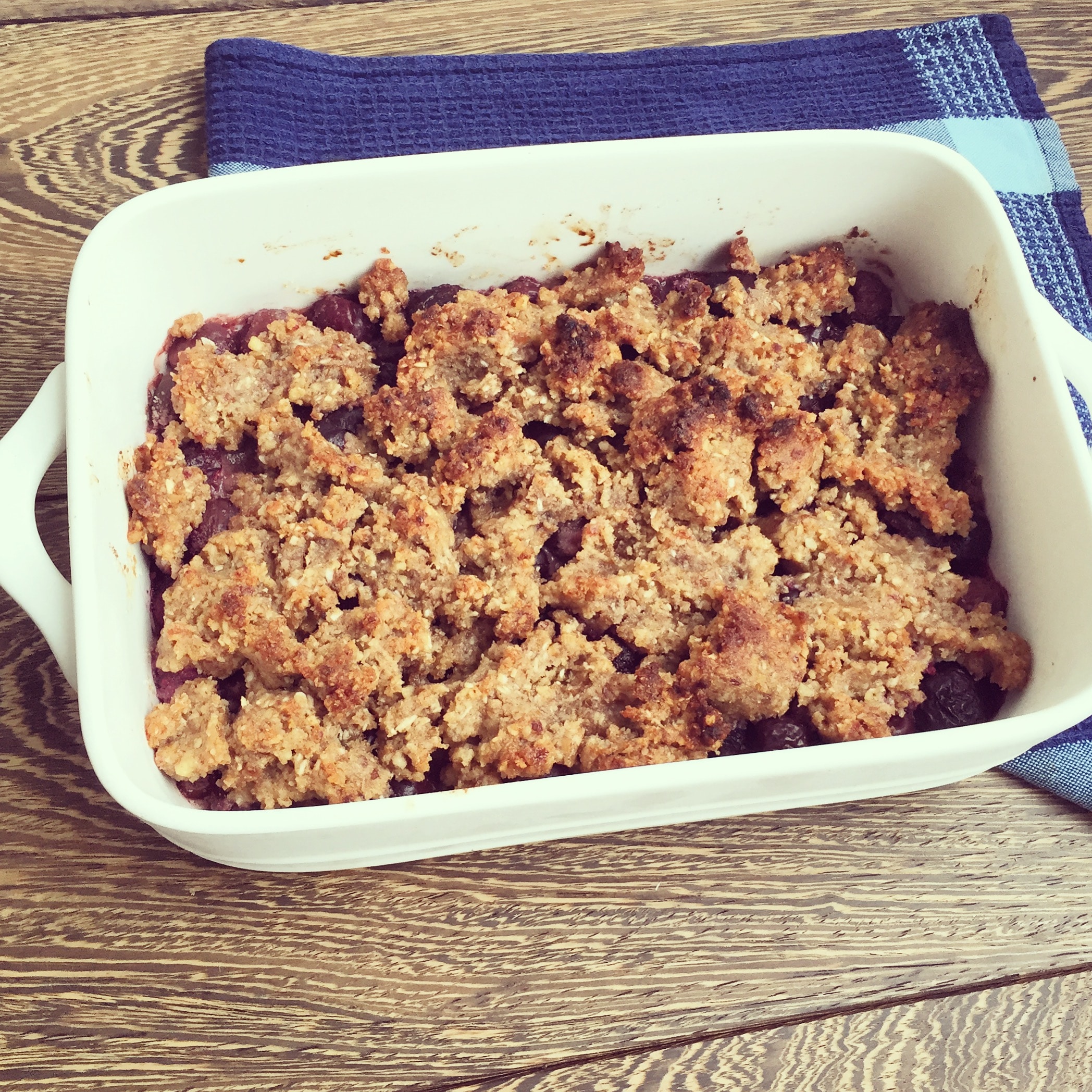 Paleo and Gluten Free Cherry Cobbler - Sweetened with Dates!