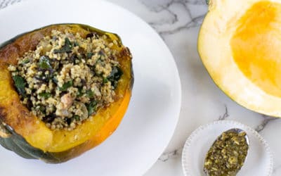 Spinach Pesto Stuffed Acorn Squash