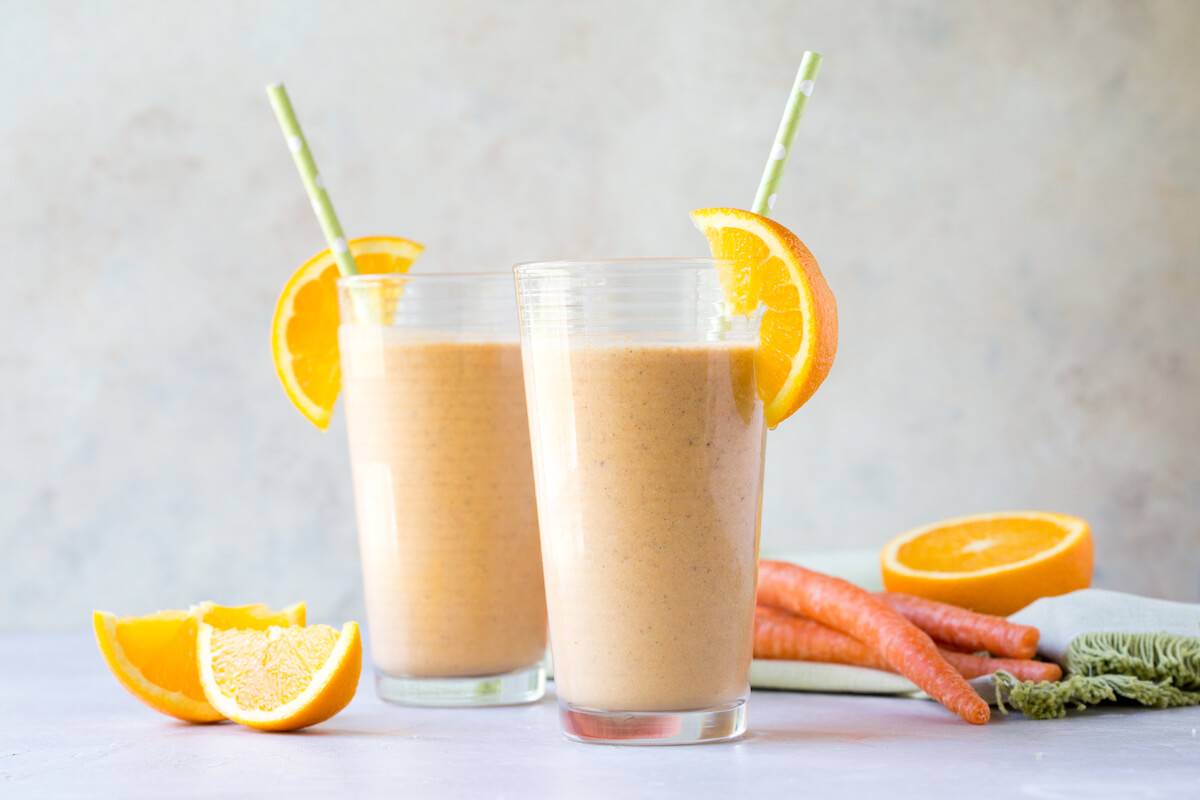 Orange Carrot Smoothie with Walnuts - w/ Protein & Healthy Fats!