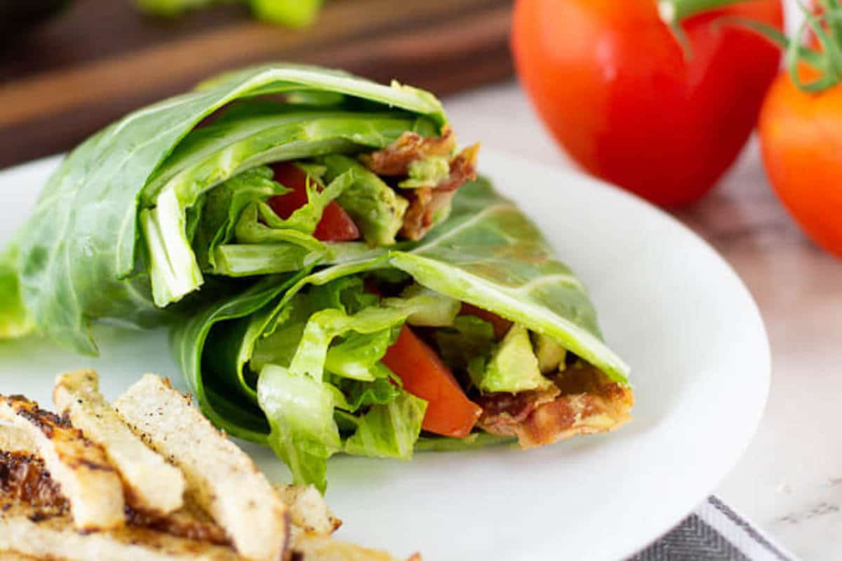 BLT Lettuce Wraps w/ Creamy Basil Dressing & Jicama Fries (Low Carb!)