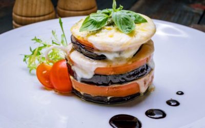 Grilled Eggplant Stacks with Basil Walnut Pesto Recipe