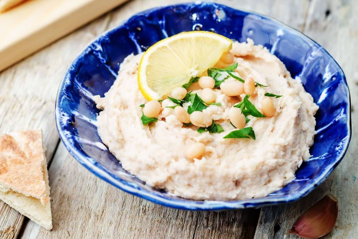 White Bean Hummus Recipe w/ Balsamic and Basil