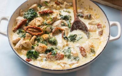 Creamy Garlic Tuscan Chicken Over Orzo – Weeknight Meal Prep!