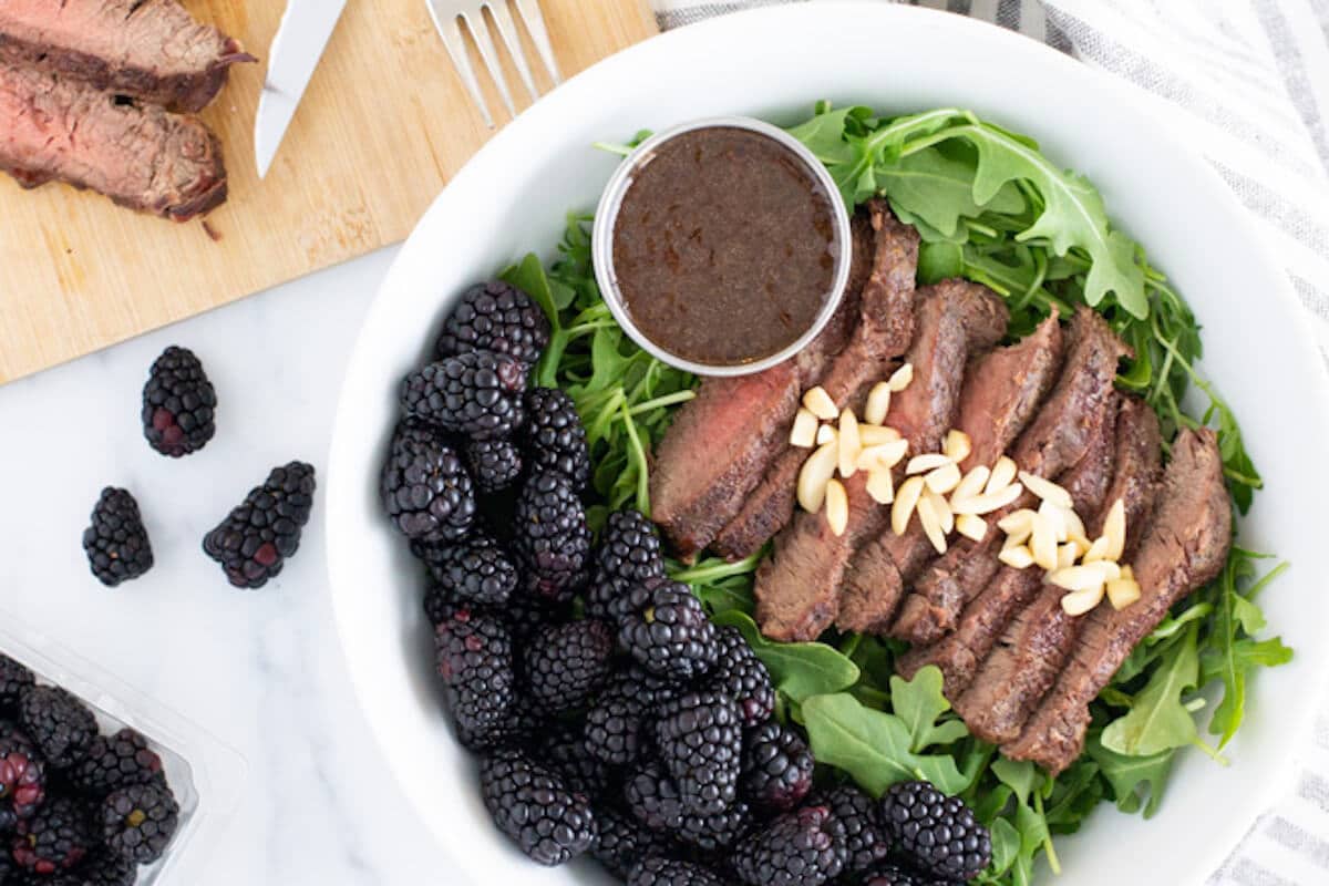 The Best Steak Salad Recipe - with Blackberries & Almonds!