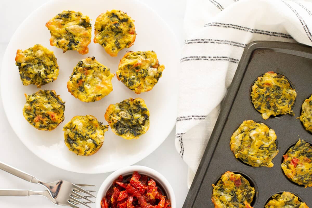 Mini Eggless Quiche with Spinach, Sundried Tomato & Gruyere
