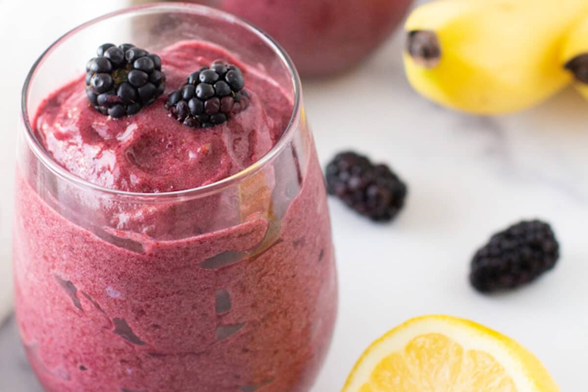 Homemade Sherbet with Blackberries & Bananas (AKA Blackberry “Nice” Cream)