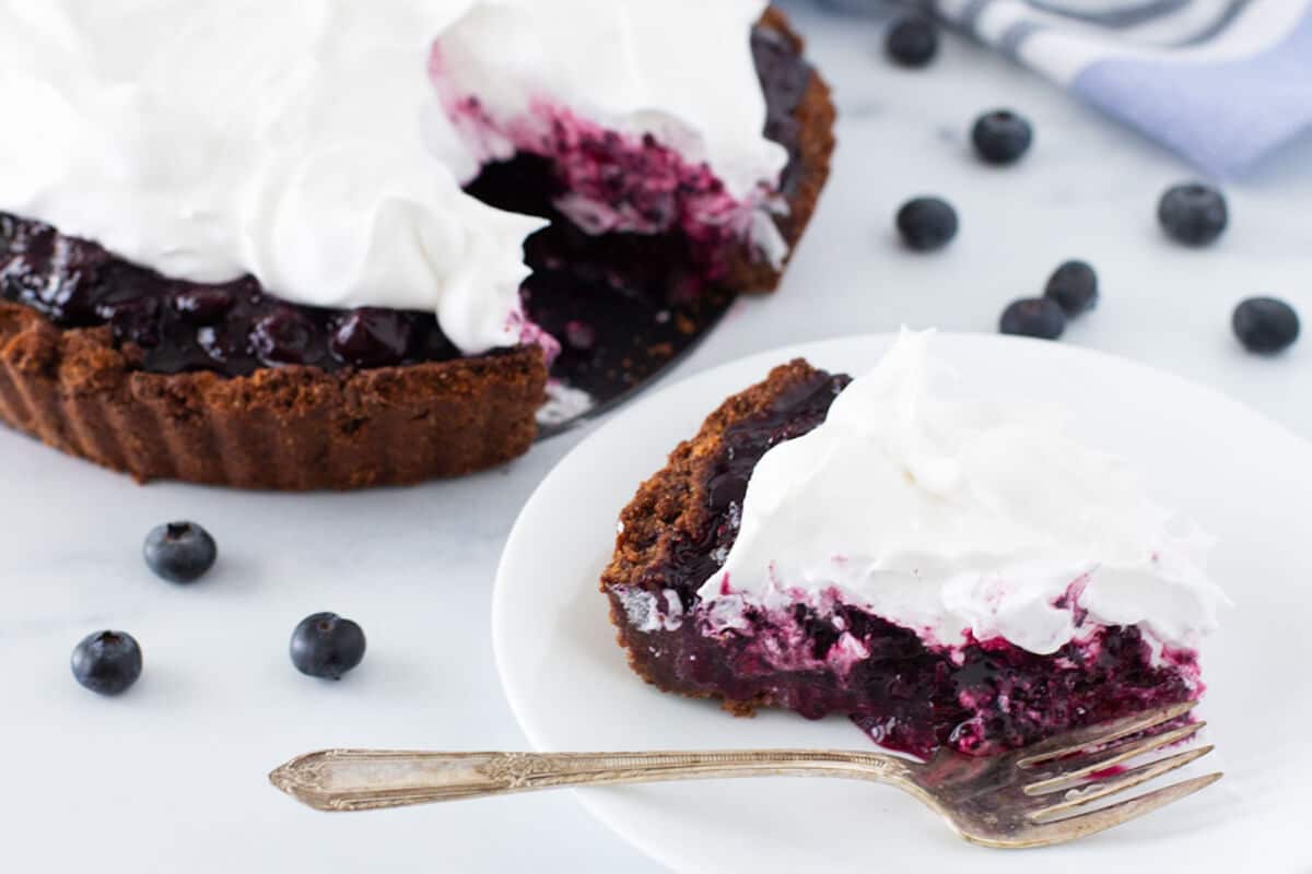 Easy Blueberry Tart Recipe w/ Chocolate Gluten Free Tart Crust