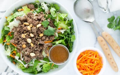Ginger Ground Beef Salad w/ Peanut Salad Dressing Recipe