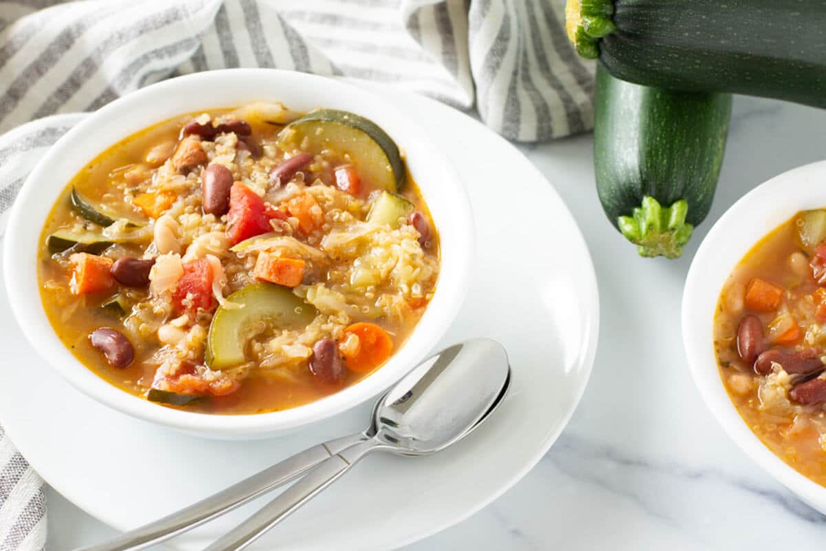 Healthy Vegetable Soup Recipe w/ Quinoa & Beans