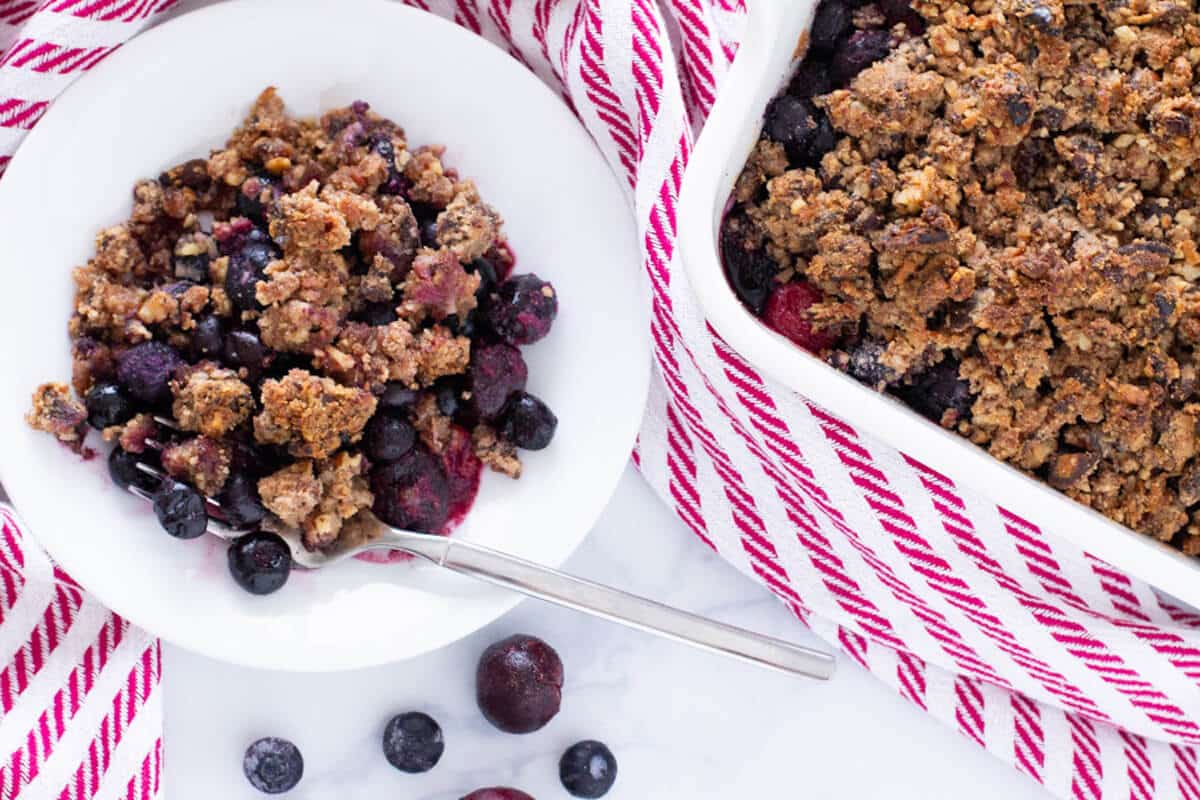 Easy Gluten Free Cobbler with Frozen Cherries and Blueberries (Grain Free)