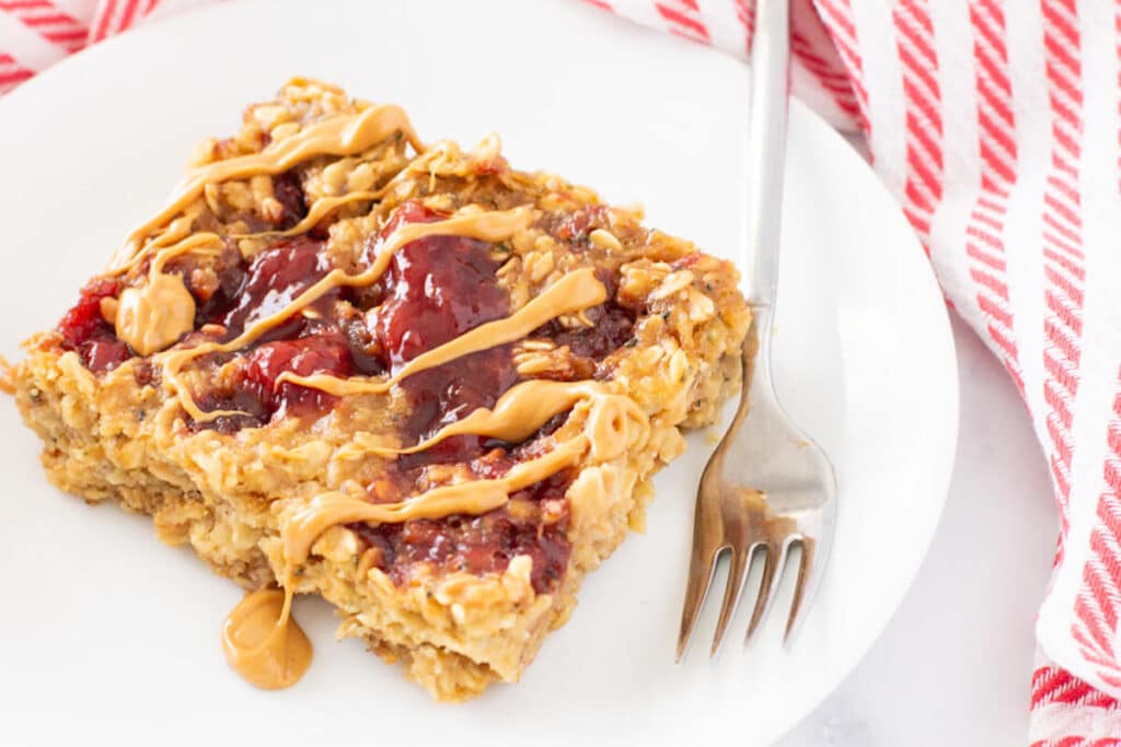 Peanut Butter Baked Oatmeal with Jam