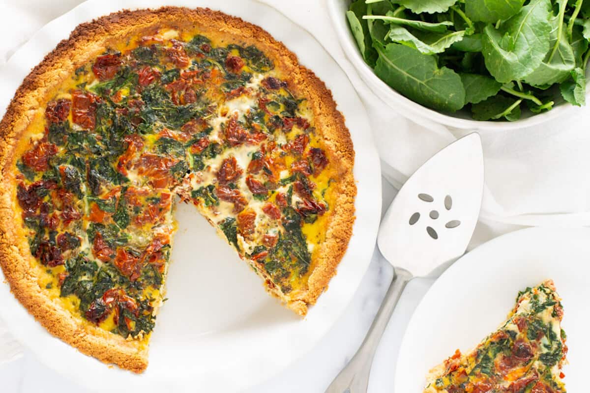 Gluten Free Quiche Recipe w/ Kale & Sun-Dried Tomatoes
