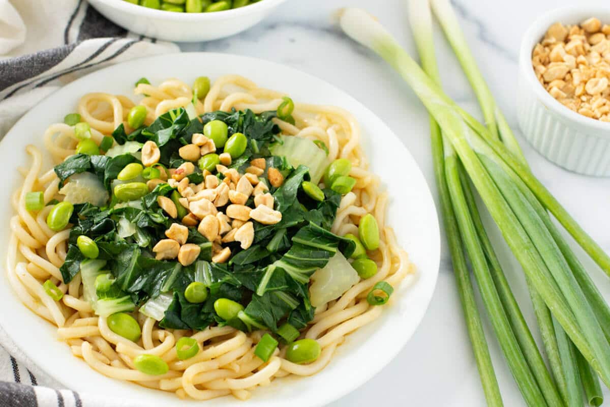 Vegetarian Peanut Noodles w/ Edamame & Bok Choy - PrepDish.com